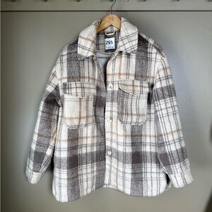 Zara Plaid Jacket in Brown and Cream
